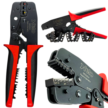 FELO FL58322040 ZACISKARKA DO TULEJEK KABLOWYCH 0,10 - 16 MM2 Z 3 WYMIENNYMI SZCZĘKAMI