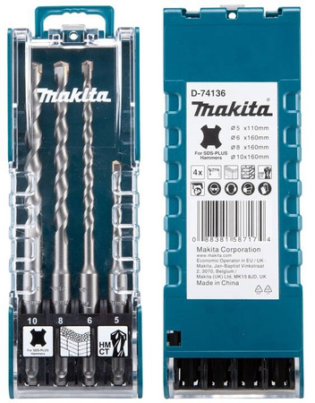 MAKITA D-74136 ZESTAW 4 SZTUK WIERTEŁ SDS-PLUS 5, 6, 8, 10 MM