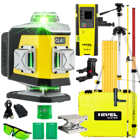 NIVEL CL4G LASER KRZYŻOWY + STATYW + CZUJNIK CLS4 + ŁATA + TYCZKA
