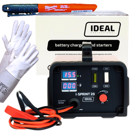 IDEAL SPRINT 20 PROSTOWNIK INVER SPRINT 20 230V 12-24V + RĘKAWICE + MARKER
