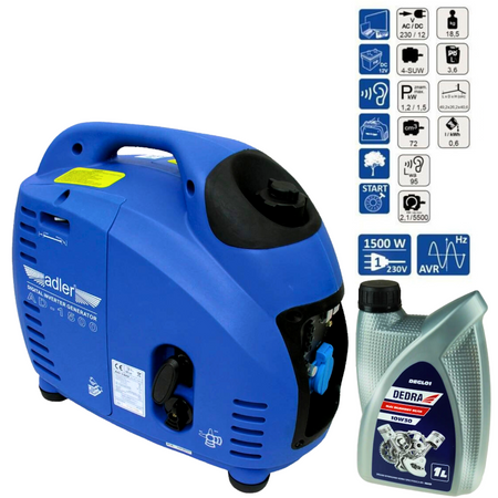 ADLER AD-1500 AGREGAT PRĄDOTWÓRCZY 1,5 kW AVR