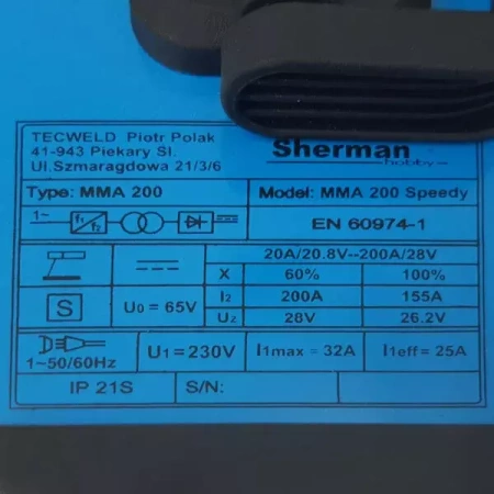 SHERMAN SPAWARKA INWERTOROWA MMA 200 SPEEDY Z WALIZKĄ