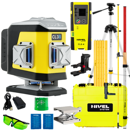 NIVEL SYSTEM LASER KRZYŻOWY CL3B BLUETOOTH + SJJ-M1 EX STATYW + CLS4 CZUJNIK + LS24 ŁATA + LP36 TYCZKA