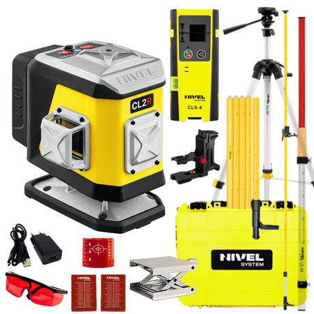 NIVEL SYSTEM LASER KRZYŻOWY CL2R BLUETOOTH + SJJ-M1 EX STATYW + CLS4 CZUJNIK + LS24 ŁATA + LP36 TYCZKA