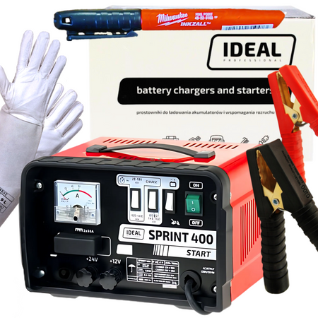 IDEAL PROSTOWNIK SPRINT 400 START 230V 12-24V + rękawice + marker