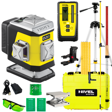 NIVEL SYSTEM LASER KRZYŻOWY CL2G BLUETOOTH + SJJ-M1 EX STATYW + RD800 CZUJNIK + LS24 ŁATA + LP36 TYCZKA