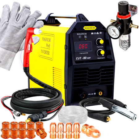 MAGNUM CUT 80 IGBT PRZECINARKA PLAZMOWA 400V + DYSZE + ELEKTRODY + RĘKAWICE OCHRONNE