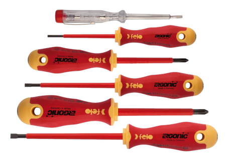FELO 41396398 WKRĘTAKI IZOLOWANE ERGONIC 1000V ZESTAW 5 SZTUK + PRÓBNIK