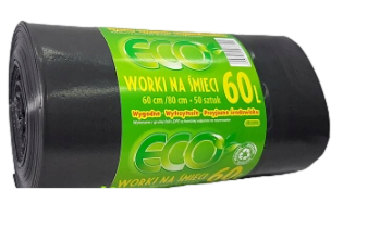ECO 60L WORKI NA ŚMIECI WYTRZYMAŁE CZARNE 50SZT