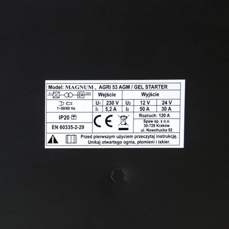 MAGNUM PROSTOWNIK Z ROZRUCHEM AGRI53 AGM/GEL 12/24