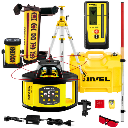 NIVEL SYSTEM NIWELATOR LASEROWY NIVEL NL520 DIGITAL + MC-1D CLAMPS + SJJ32 STATYW + LS24 ŁATA