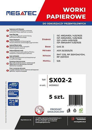 MEGATEC WORKI DO ODKURZACZA 25-35l MGSX02-2 5 SZT