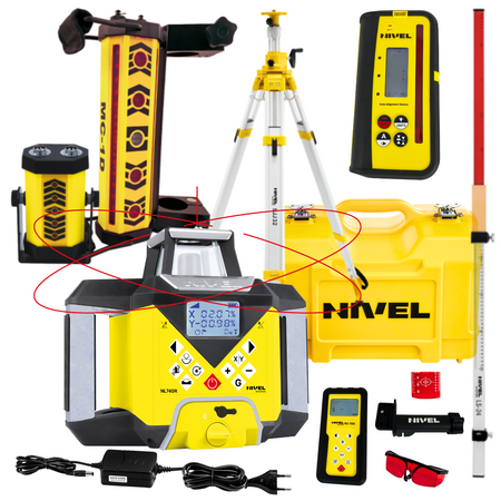NIVEL SYSTEM NIWELATOR LASEROWY NIVEL NL740 DIGITAL + MC-1D CLAMPS + SJJ32 STATYW + LS24 ŁATA