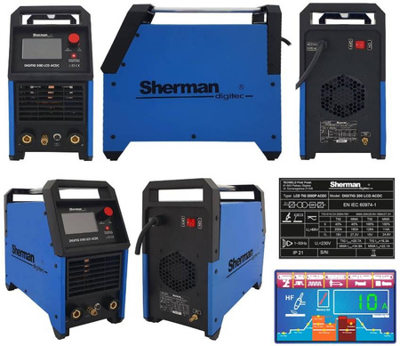 SPAWARKA INWERTOROWA DIGI TIG 200 LCD ACDC SHERMAN