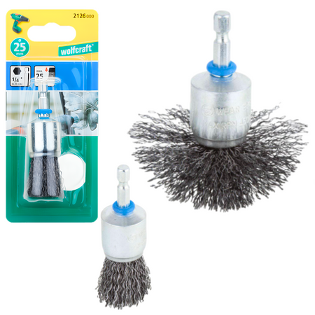WOLFCRAFT WF2126000 SZCZOTKA PĘDZELKOWA 25 MM - DRUT FALISTY, TRZPIEŃ
