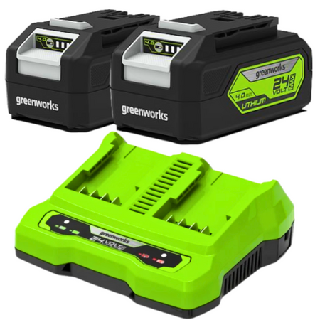 GREENWORKS GSK24B4X 24V 2XAKUMULATOR 4 AH + ŁADOWARKA DUAL