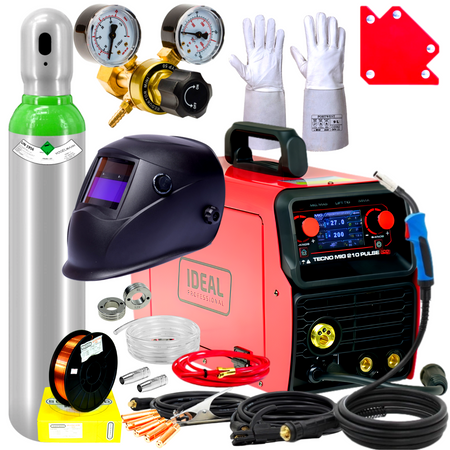 ZESTAW IDEAL TECNO MIG 210 PULSE LCD MIG/TIG/MMA SYNERGIC ALU