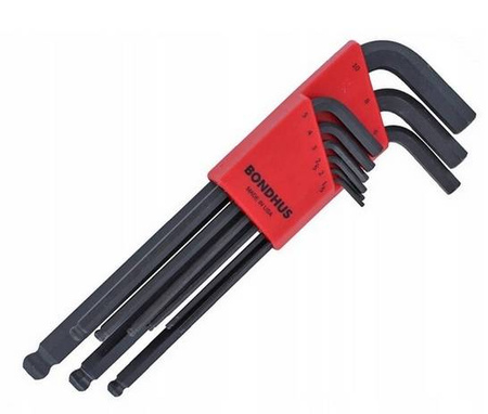 BONDHUS BO10999 ZESTAW IMBUSÓW 1,5 - 10 DŁUGIE Z KULKĄ 9 SZT